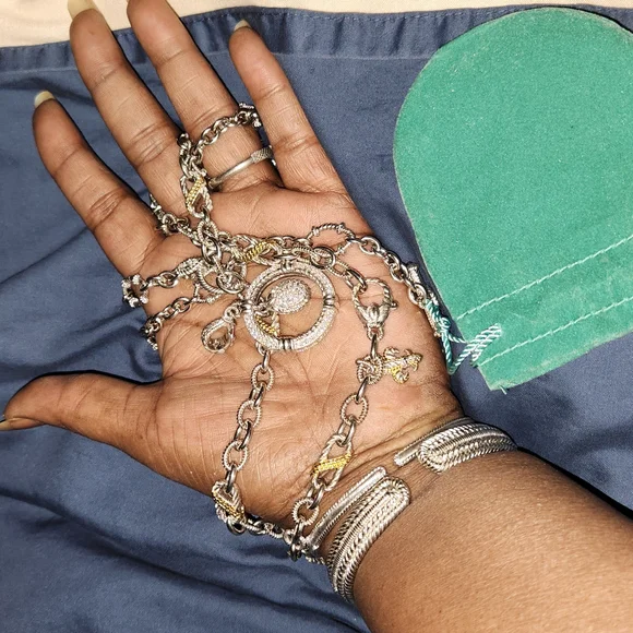 Judith Ripka Silver/ Gold 18in Heavy Chain Necklace - Picture 9 of 13